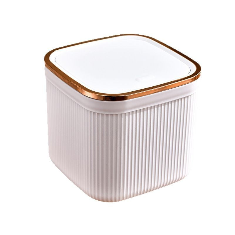 Desktop Trash Can Push-Style Waste Bin 4L Light Luxury Storage Bucket