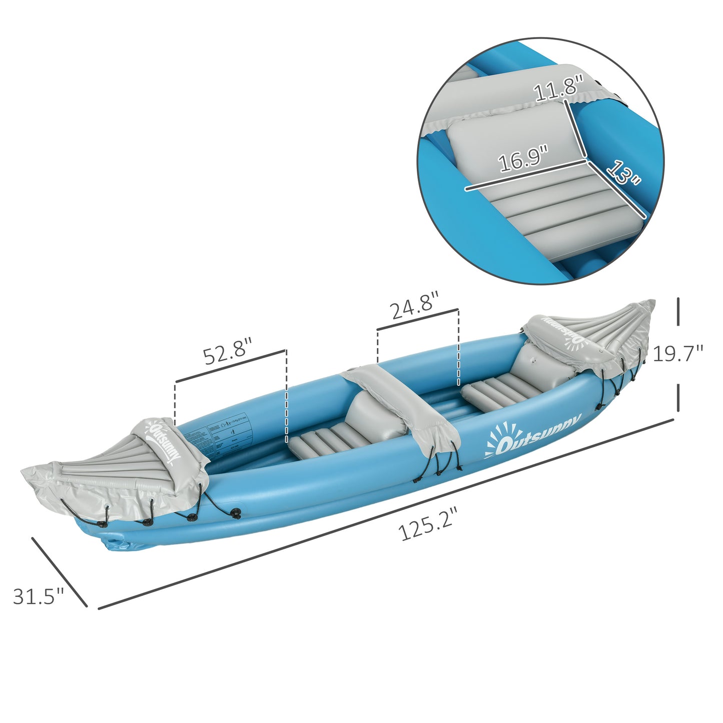 2-Person Inflatable Kayak with Paddles and Repair Kit - Blue