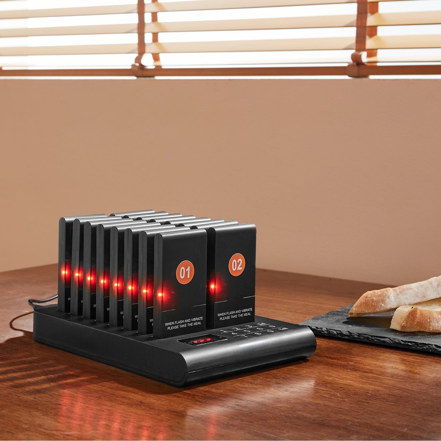 Wireless Restaurant Pager System with 16 Beepers & Long Range
