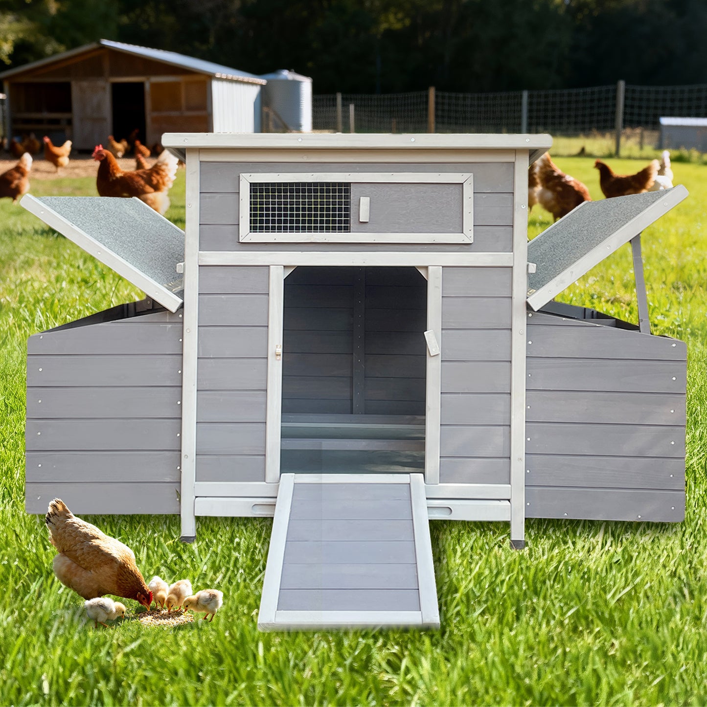 Prohibited Platform-Temu,Large Wooden Chicken Coop Outdoor Hen House
