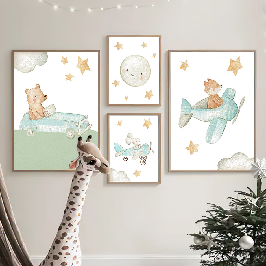 Children's Room Wall Decor Canvas Painting Scandinavian Poster - Multiple Sizes & Styles