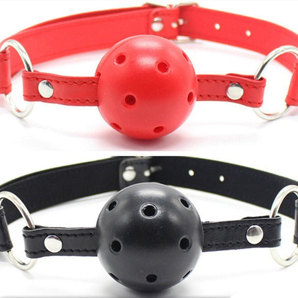 Leather Mouth Collar Extension Plug Ball - Adult Wellness and BDSM Accessory