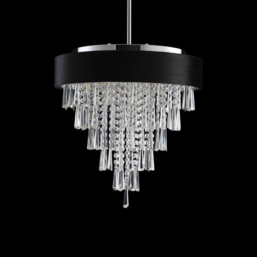 18-Inch Crystal Chandelier with Black Velvet Shade - 8 Lights
