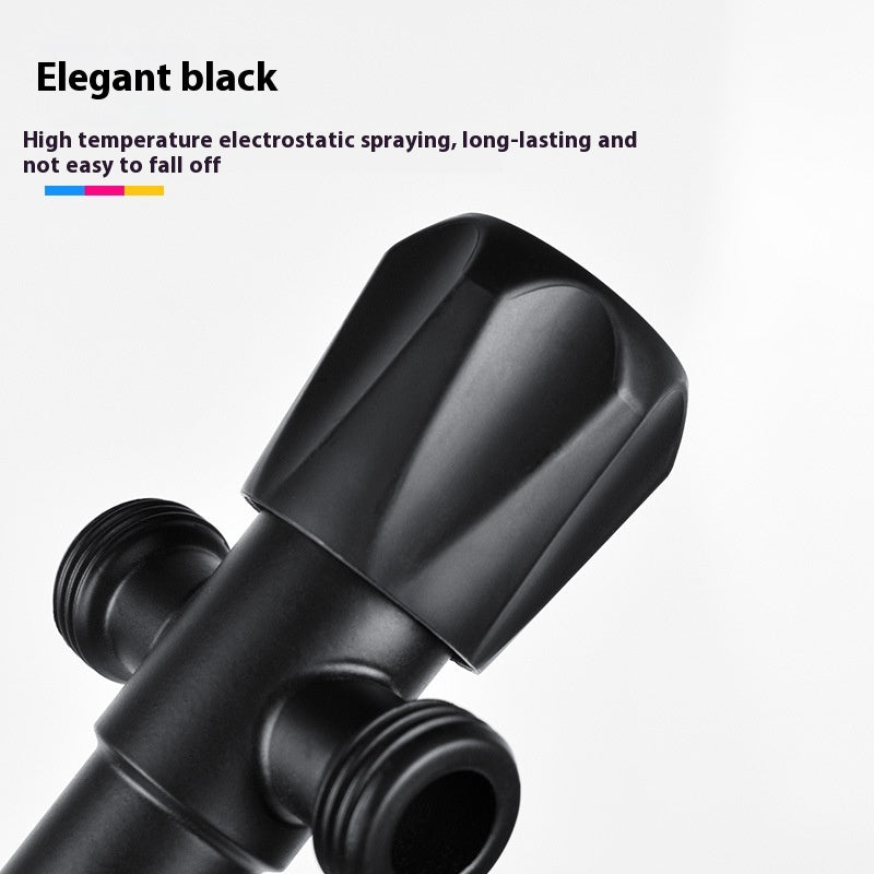 Stainless Steel Angle Valve Black Triangle Double Outlet Household Plumbing Fitting