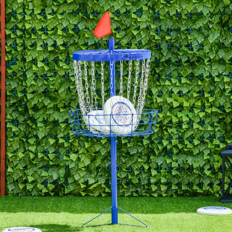 Portable Disc Golf Basket with 24 Chains & Carrying Bag - Deep Blue