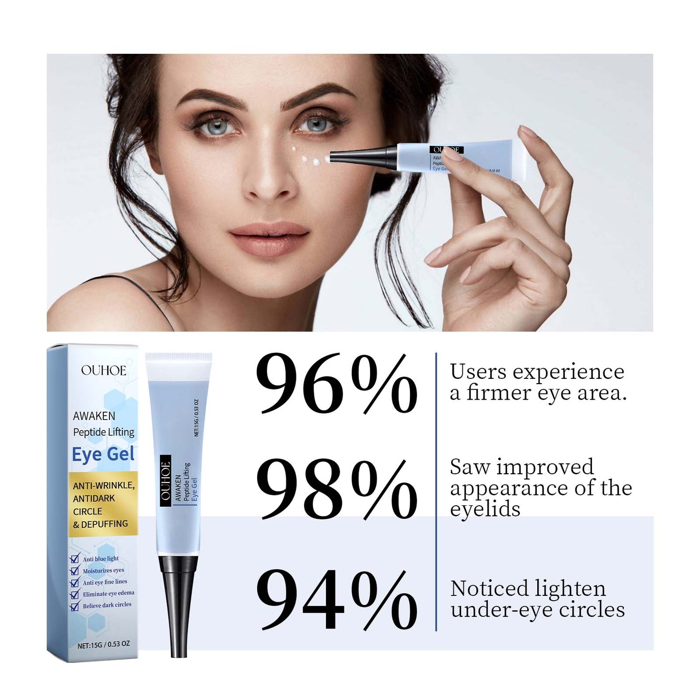 Firming Eye Gel for Dark Circles, Anti-Wrinkle & Puffiness Treatment