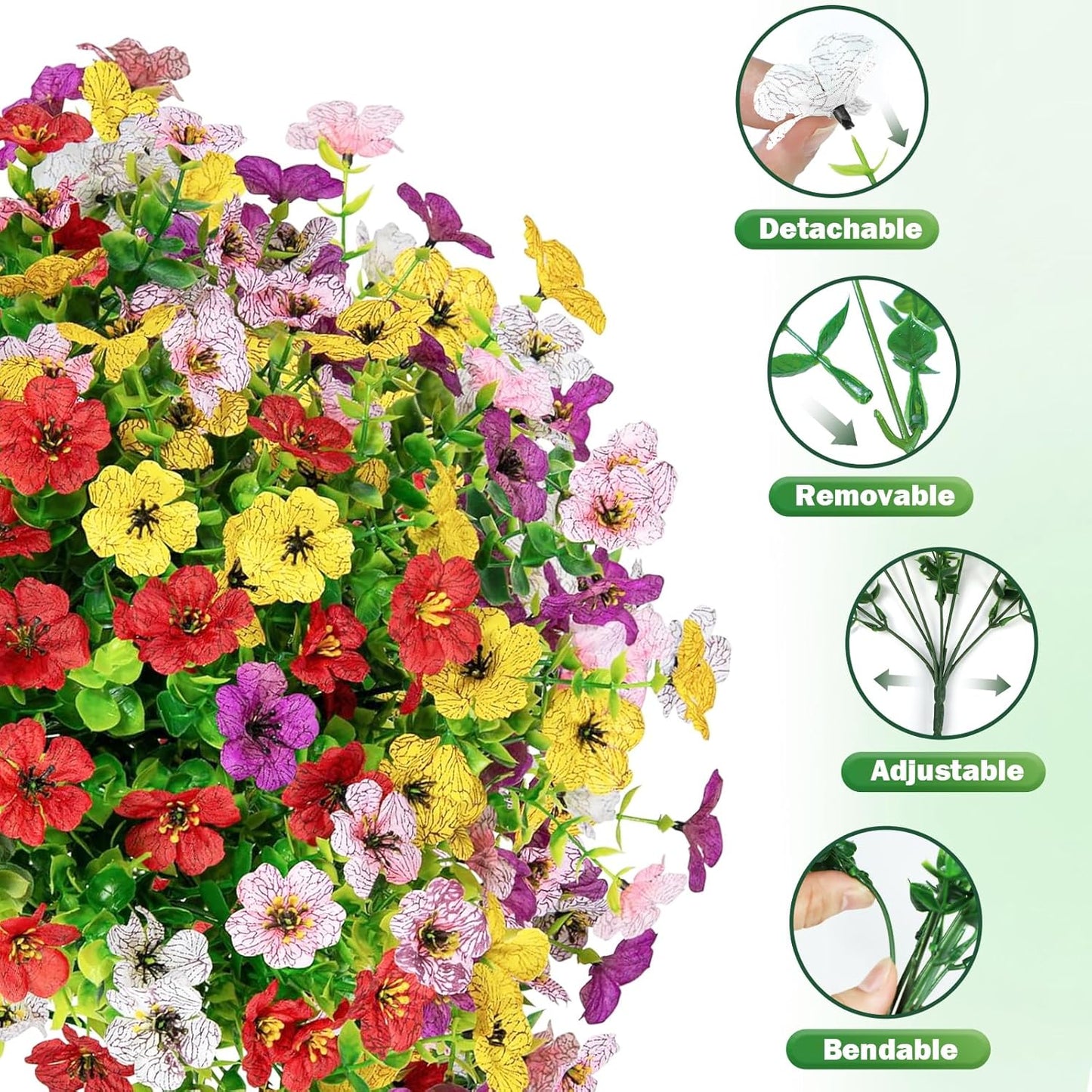 UV-Resistant Artificial Outdoor Flowers - Realistic Faux Flowers