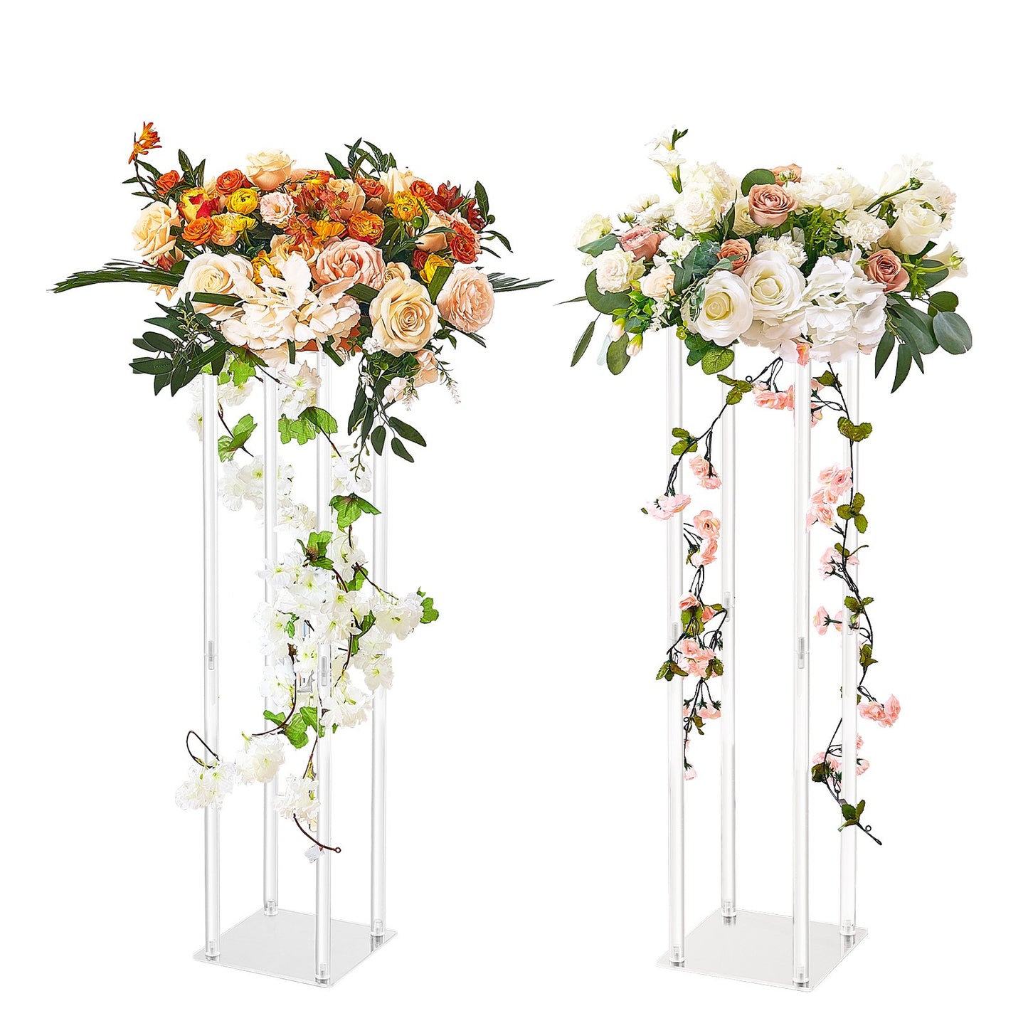 High Wedding Flower Stand 31.5 Inch Acrylic Vase Column Set - Metal Finish