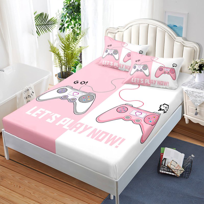 Three-Piece Bedding Set with Fitted Sheet and Pillowcases - Multiple Sizes & Styles