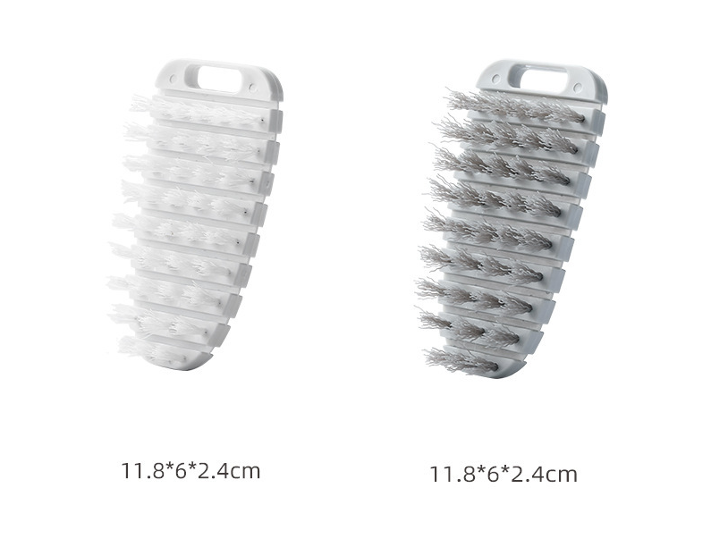 Flexible Fruit and Vegetable Cleaning Brush, Bent Design - White & Grey