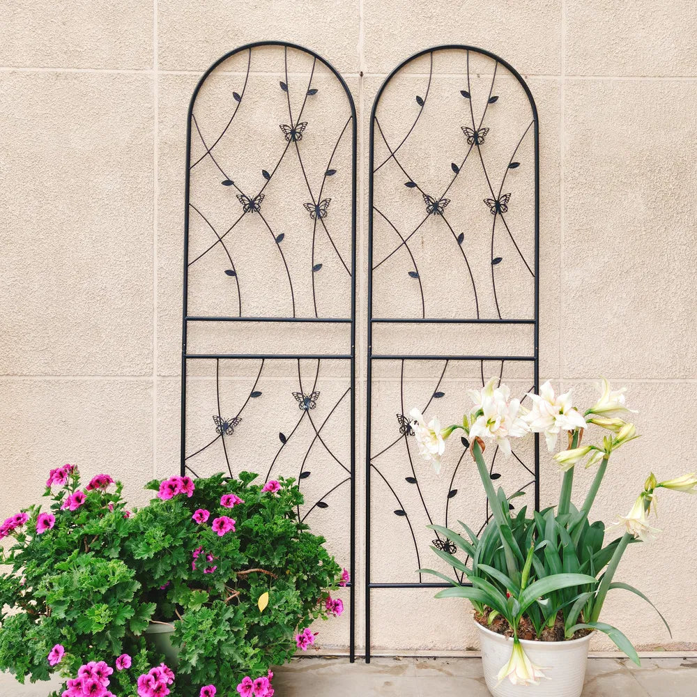 71" Metal Garden Trellis - 2 Pack Rustproof Climbing Support - Black