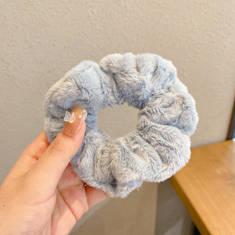 Winter Plush Pork Intestine Hair Ring - Colorful Hair Accessory for Women