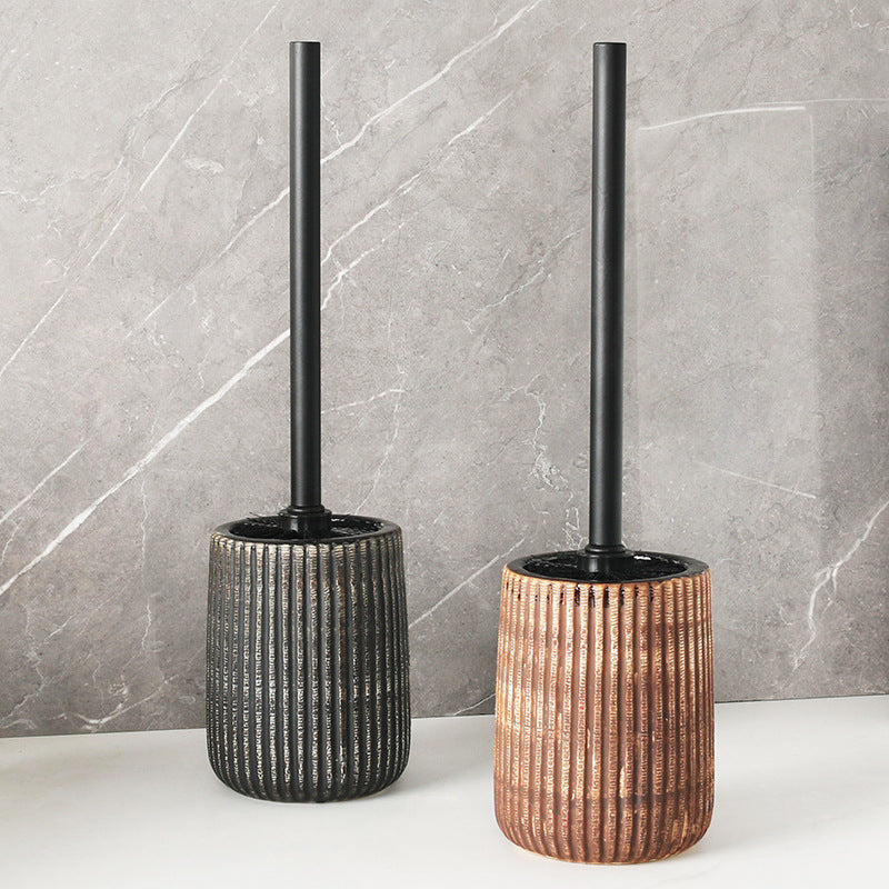 Removable Home Toilet Brush with Ceramic Holder - Light & Dark Colors