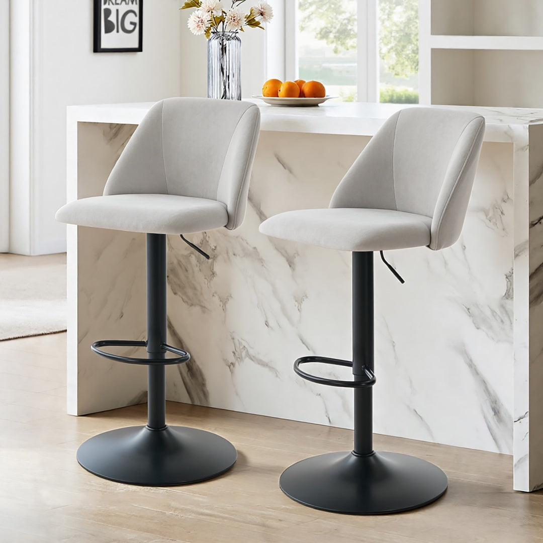 Adjustable Upholstered Swivel Bar Stools - Set of 1