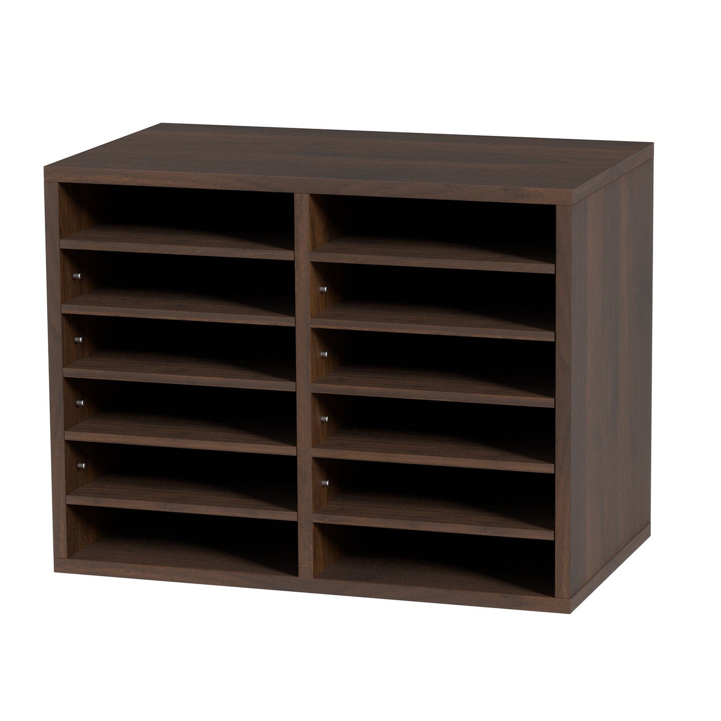Wood Literature Organizer with 12 Compartments - Adjustable Shelves