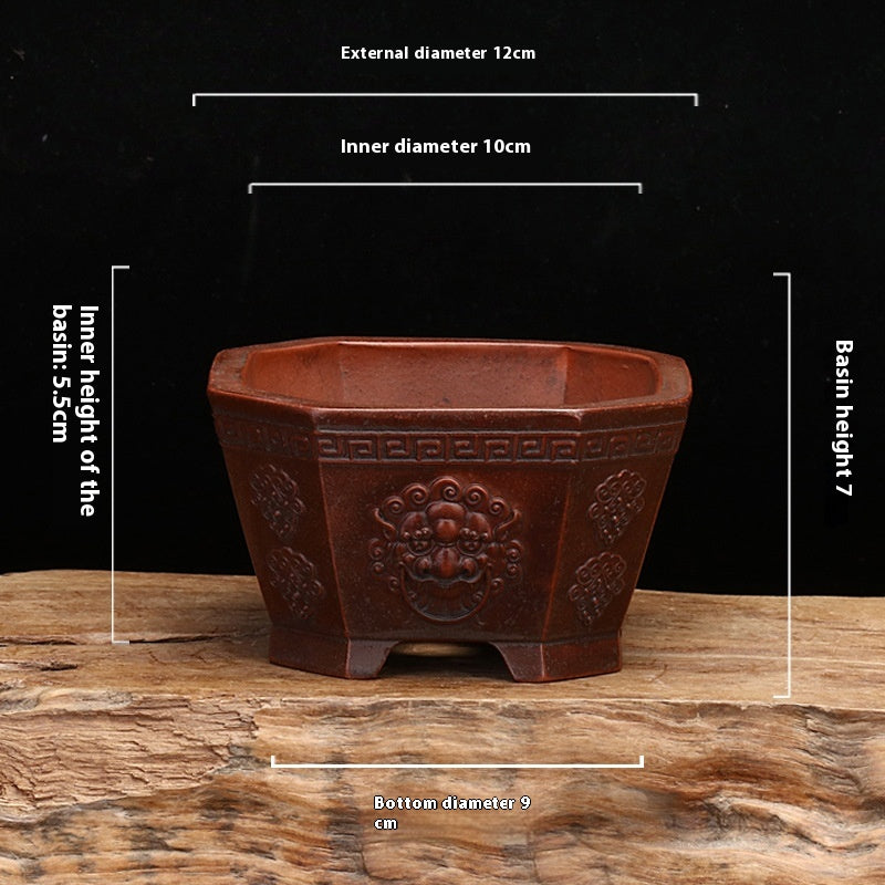 Purple Sand Flowerpot with Square Stick Design for Desktop Garden Home Decor