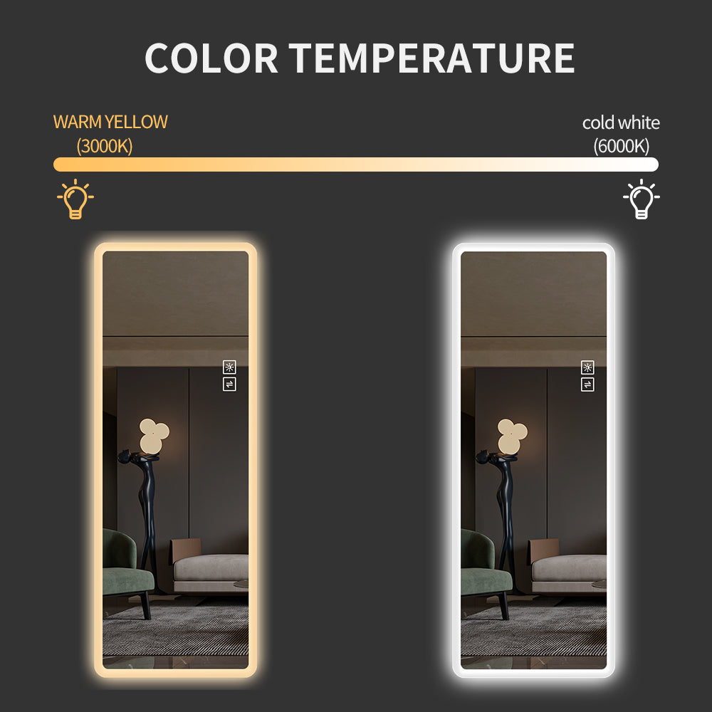 Lighted Full Length Mirror - Wall-Mounted LED Vanity Mirror, 65"