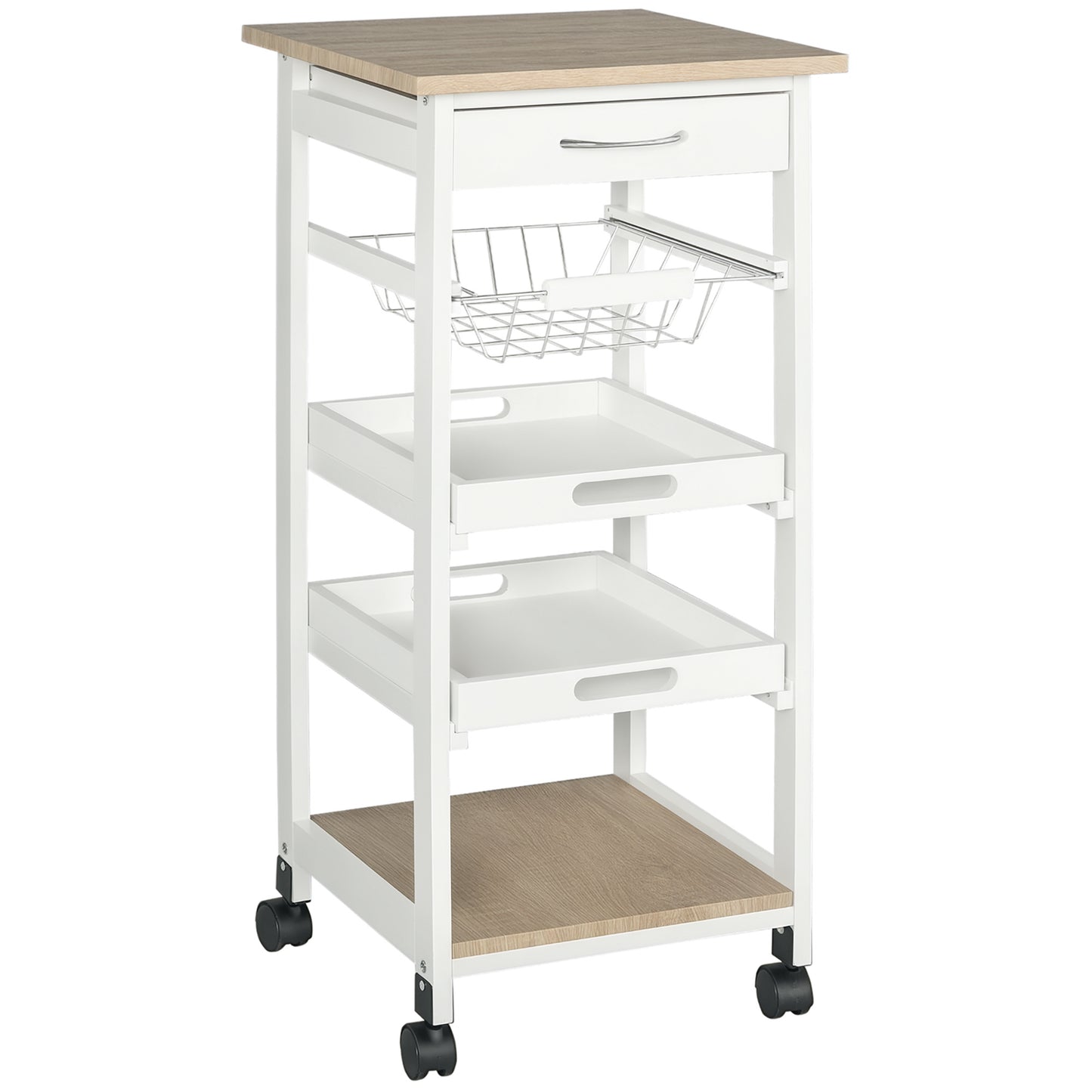 Rolling Kitchen Cart with Storage - White Utility Island