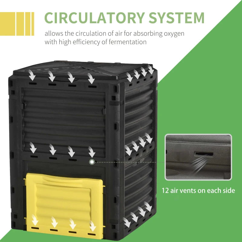 80 Gallon Outdoor Compost Bin - Large Capacity Garden Waste Recycle Container
