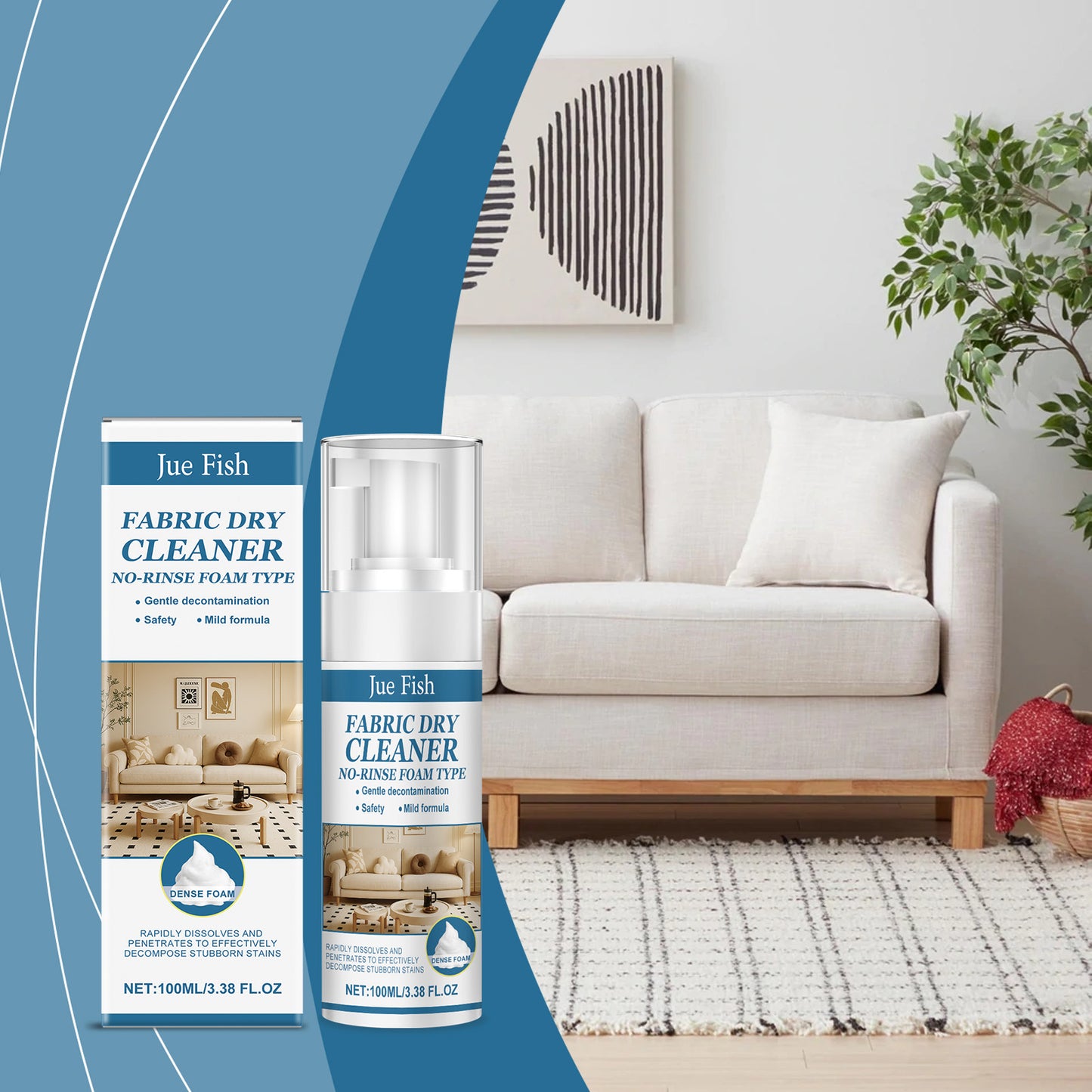 Fabric Sofa Cleaner 120ml Stain Remover for Upholstery - Non-Irritating, Easy to Use