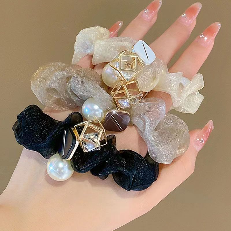 Luxury Pearl Organza Elastic Hair Rope - Stylish Hair Accessory