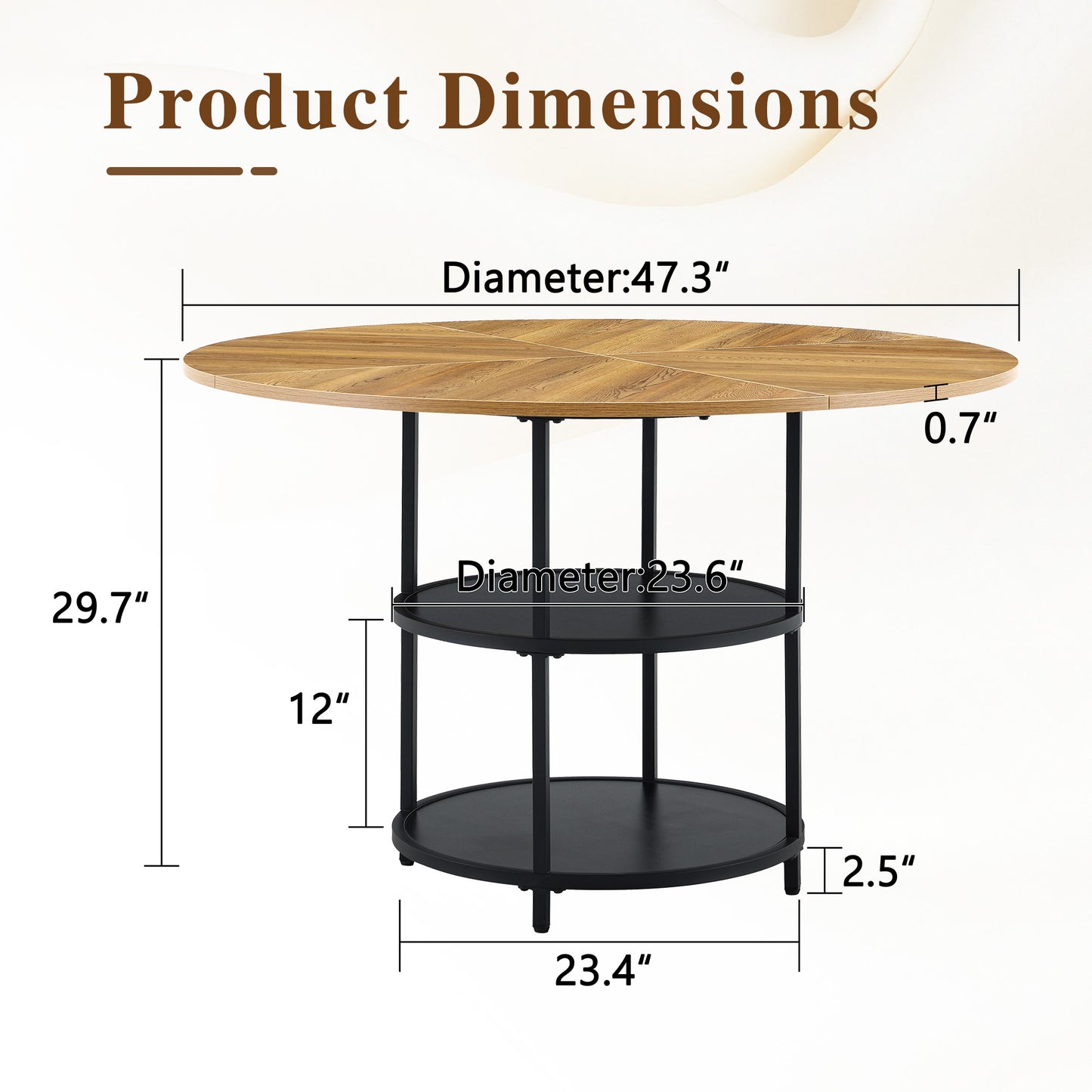 47.3-inch Diameter Modern Splicing Circular Dining Table -