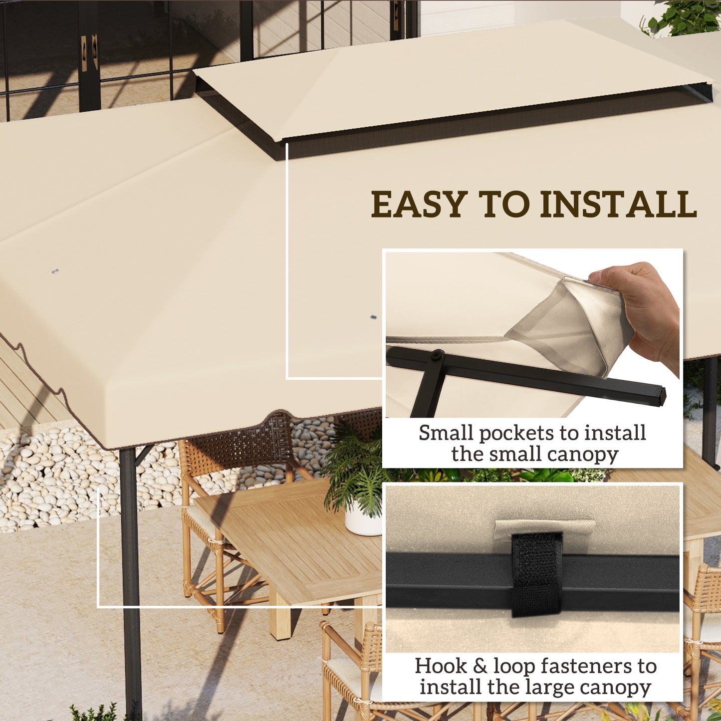 Gazebo Replacement Canopy Top - 13x10 ft, Cream White