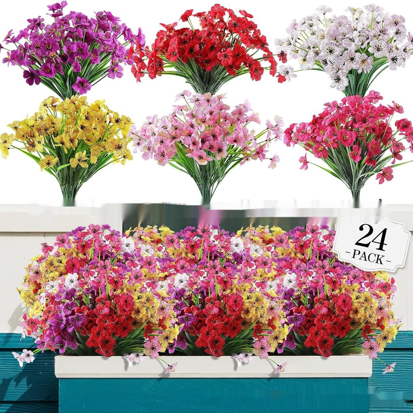 Spring Grass Violet Artificial Flower Set - UV Protection for Garden & Home Decor