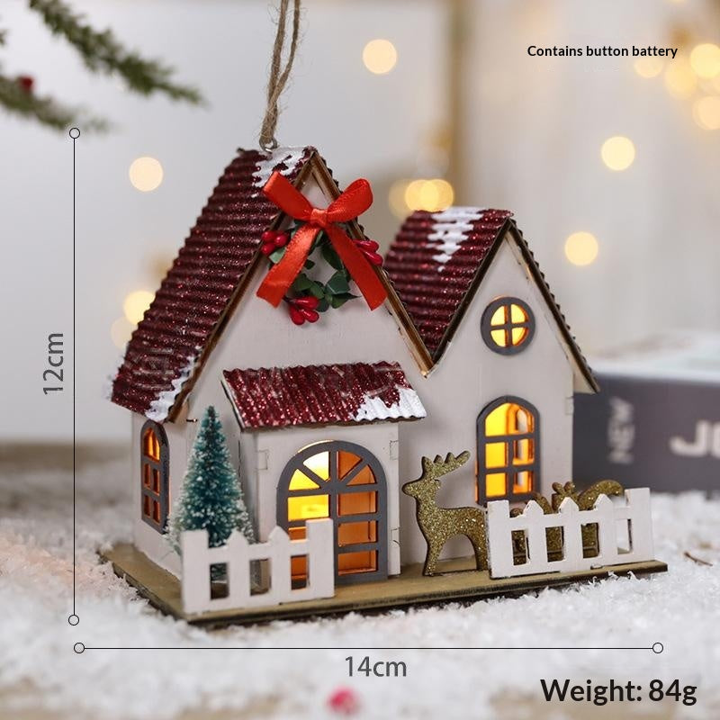 Creative Christmas Wooden House Pendant Decor - Rustic Holiday Ornaments