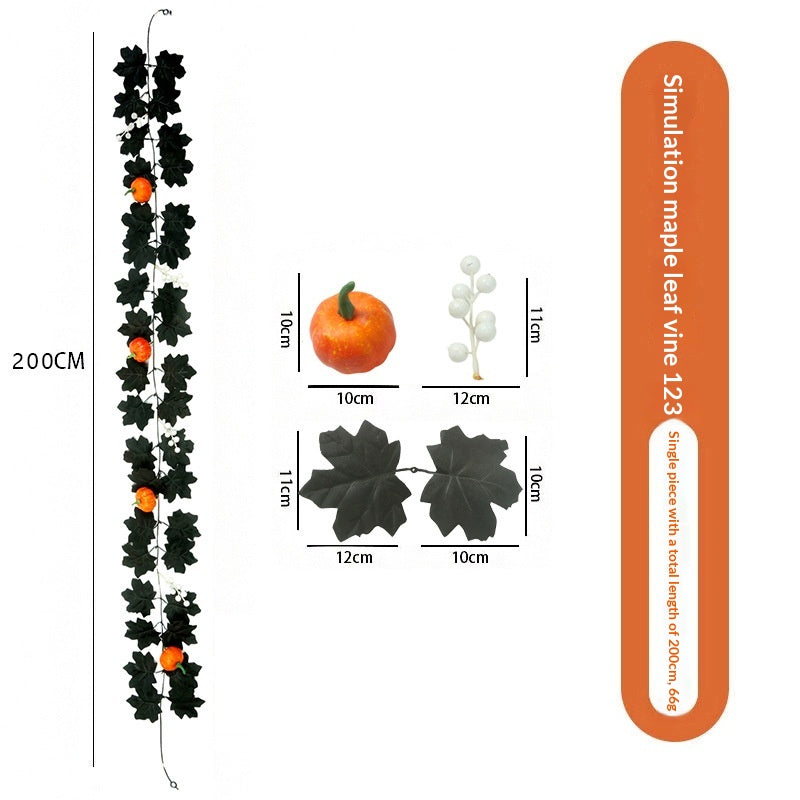Artificial Maple Leaf Vine Wall Hanging Decoration for Halloween & Fall