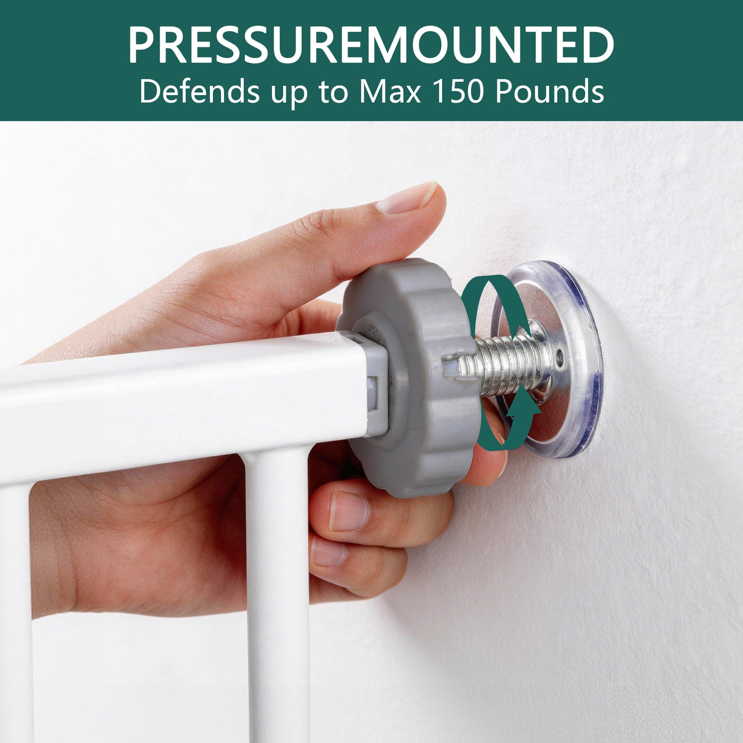 2-Pack Pressure-Mounted Baby Gate for Stairs & Doorways - White