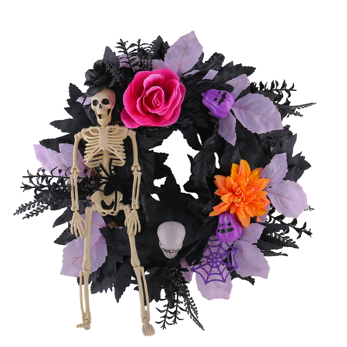 Halloween Skull Wreath Decoration Spooky Door Hanger for Home Party