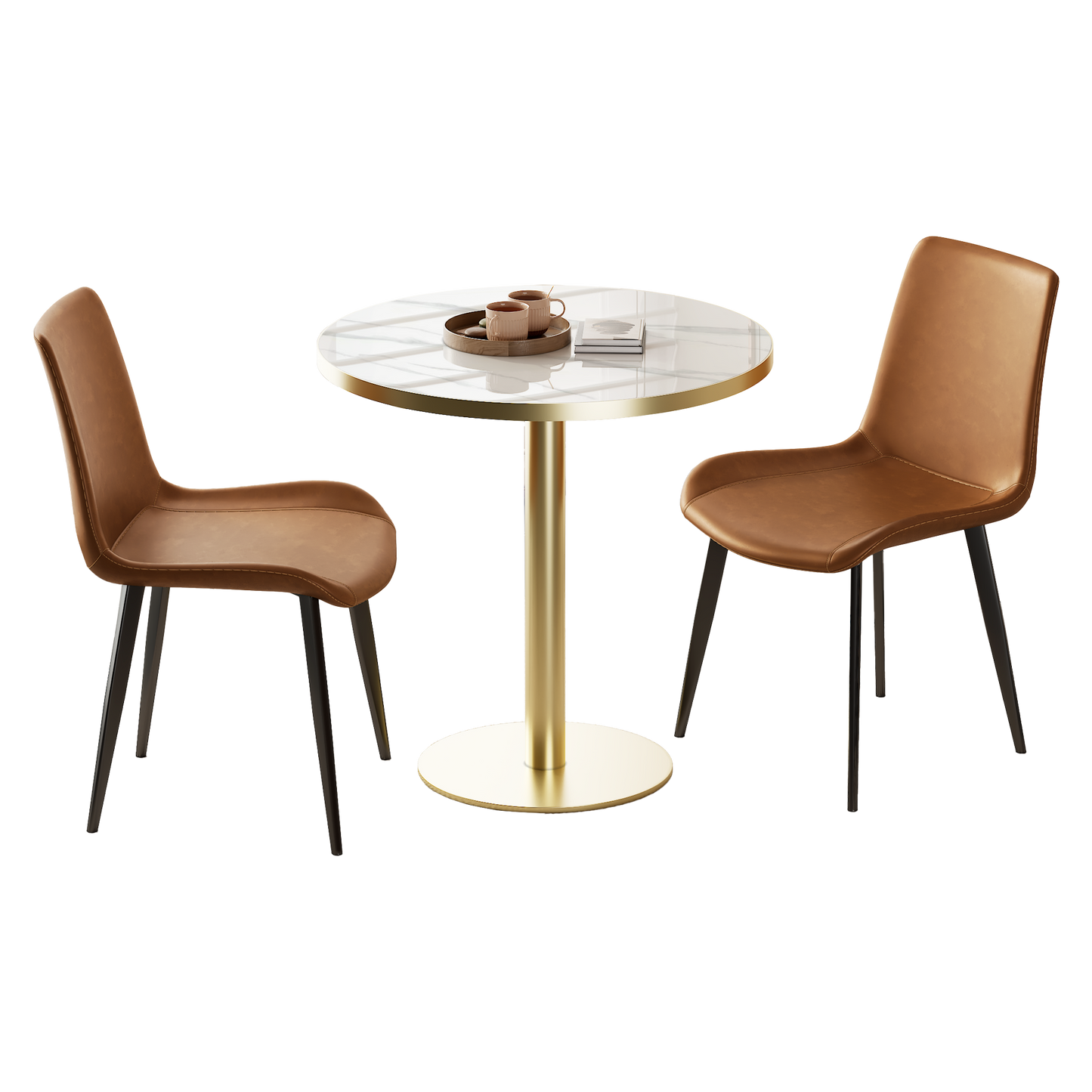 Round Bistro Table 31.5 Inches with Faux Marble Top - Light Slate Grey
