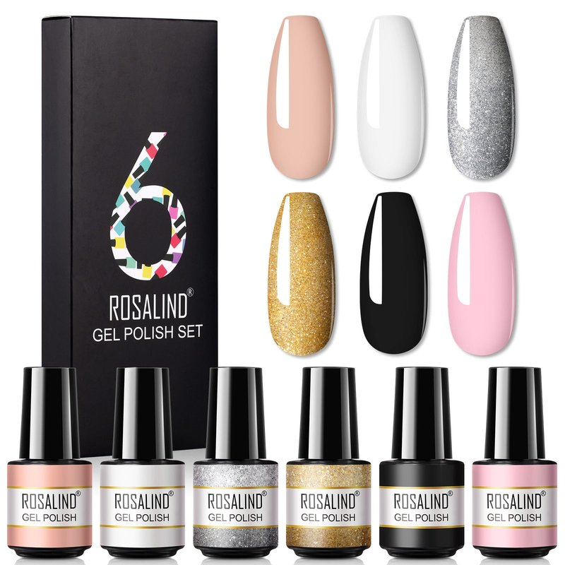 Glitter Nail Polish Set - 6 Piece Gel Kit