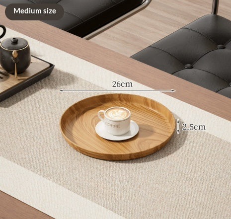 Wood Grain Round Tray Multi-Purpose Dining Plate for Home Use
