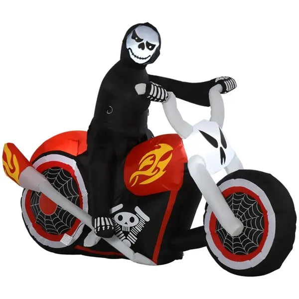 Inflatable Halloween Grim Reaper on Bike with LED Lights
