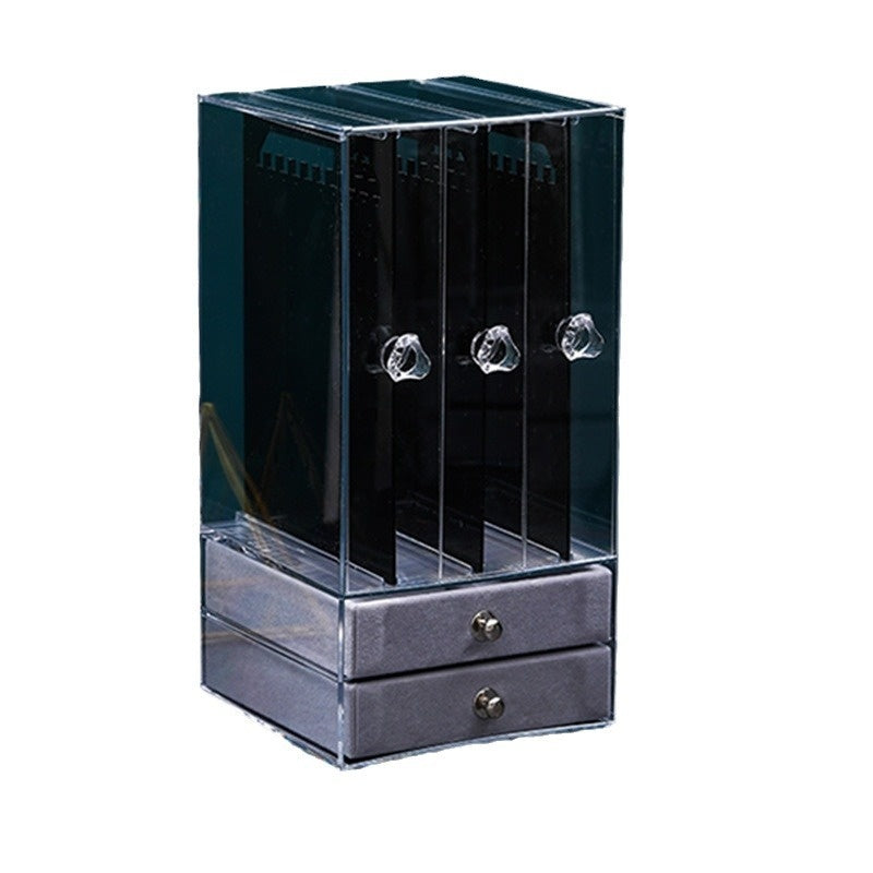 Stud Earrings Acrylic Jewelry Organizer Box with Dustproof Storage Compartments