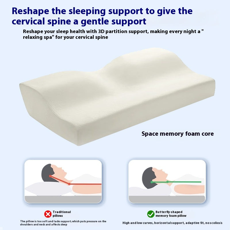 Rebound Memory Foam Pillow for Adults - Supportive Sleep Cushion - White & Gray