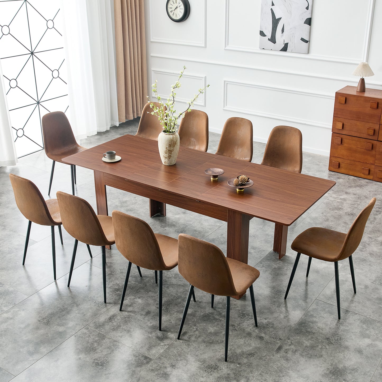 Extendable Rectangular Dining Table, Modern Expandable Kitchen Table