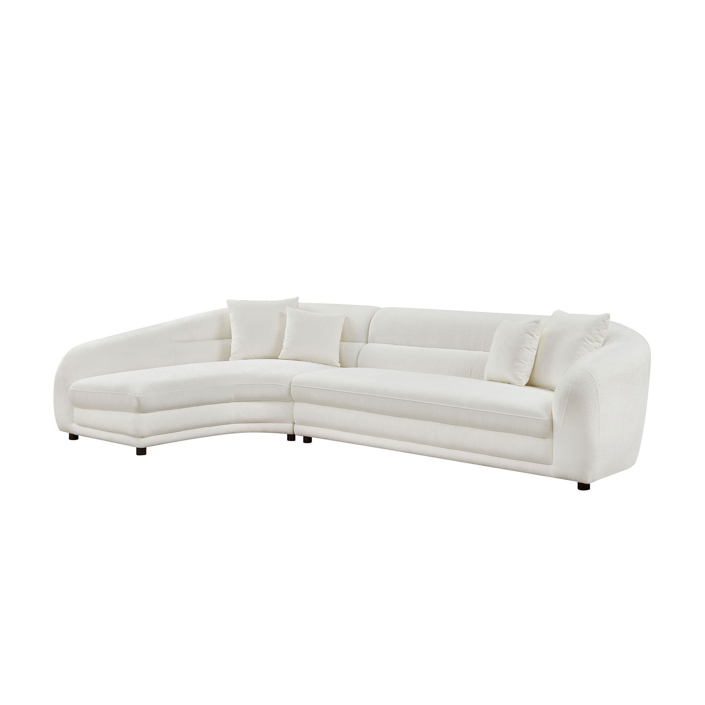 125 Inch Curved L-Shaped Modular Sofa with Comfort Pillows - White