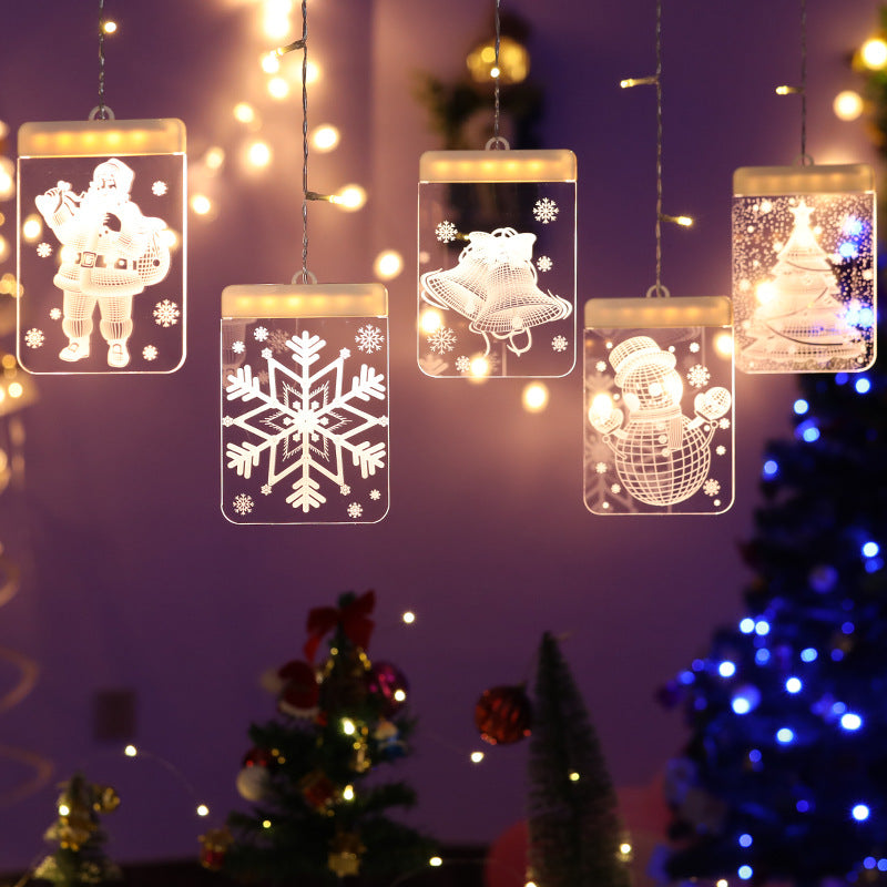 Christmas Hanging Bell and Snowflake String Lights - Festive Decor