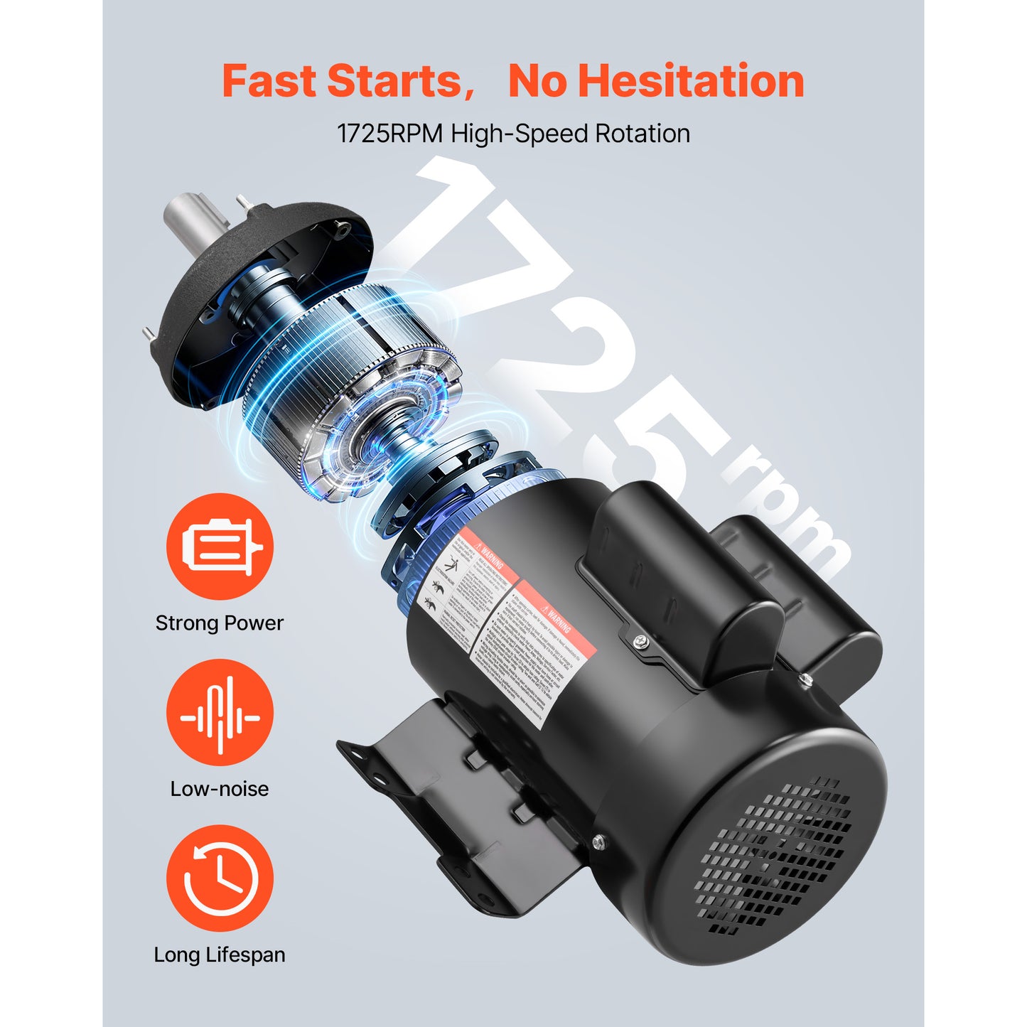 Electric Motor 3 HP 1750RPM Air Compressor Motor CW CCW 230V 12Nm Shaft