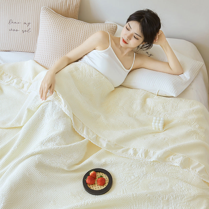 Cotton Waffle Embossed Towel Blanket - Multiple Sizes & Patterns