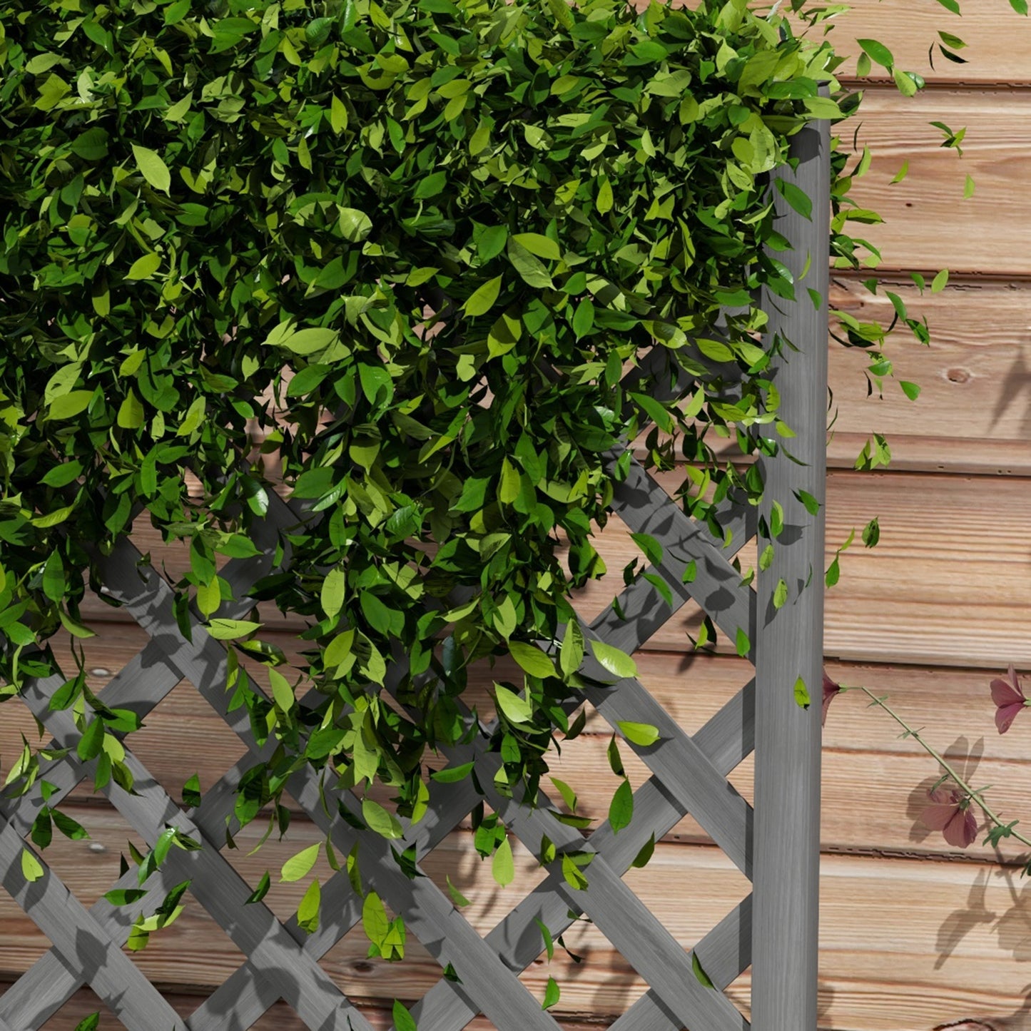 46-Inch Wooden Garden Planter with Trellis for Vegetables Herbs Flowers - Gray