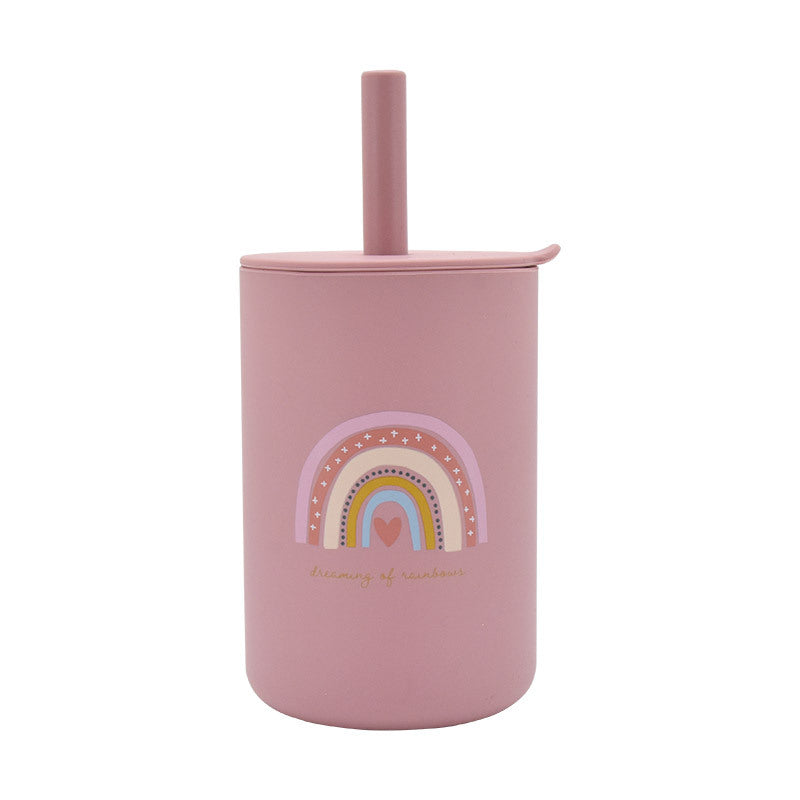 Leak-Proof Silicone Children's Drinking Cup with Straw and Suction Base