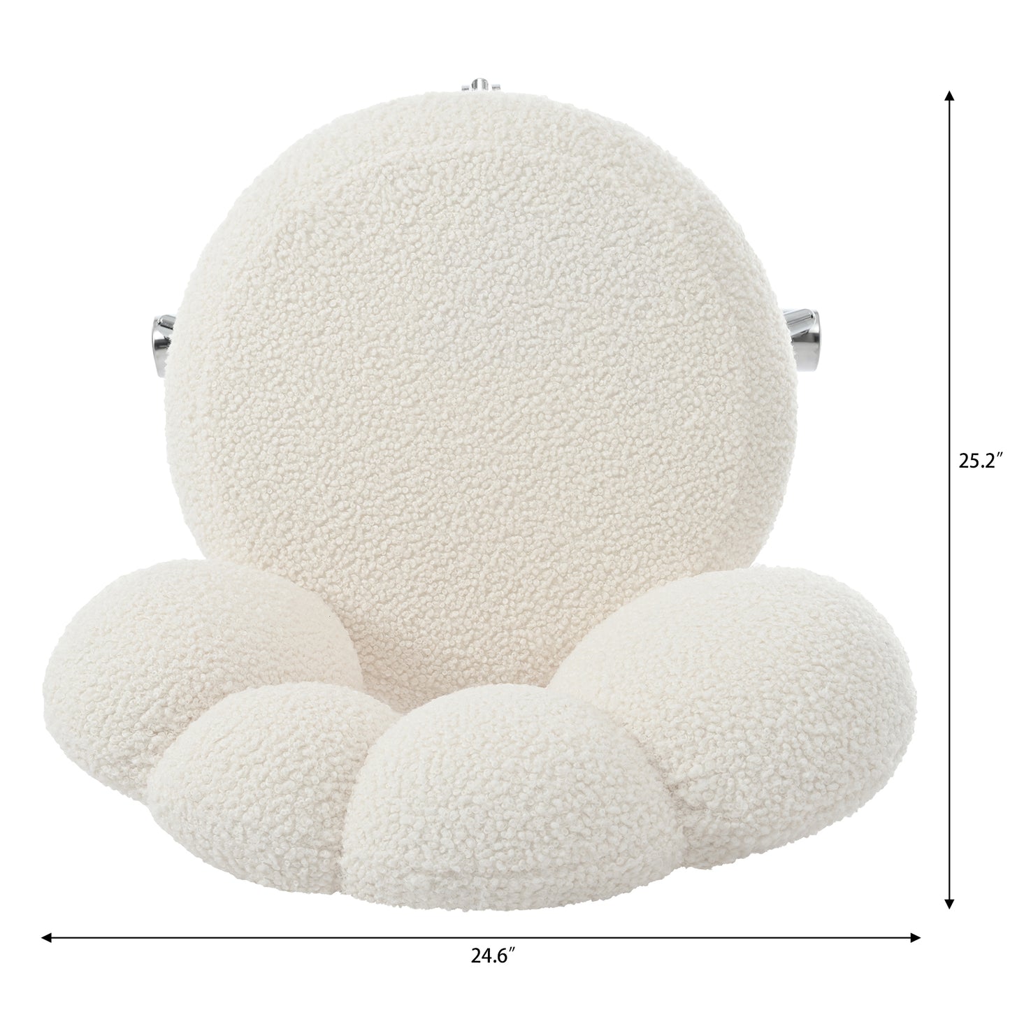 360° Swivel Height Adjustable Office Chair - White Teddy Fabric