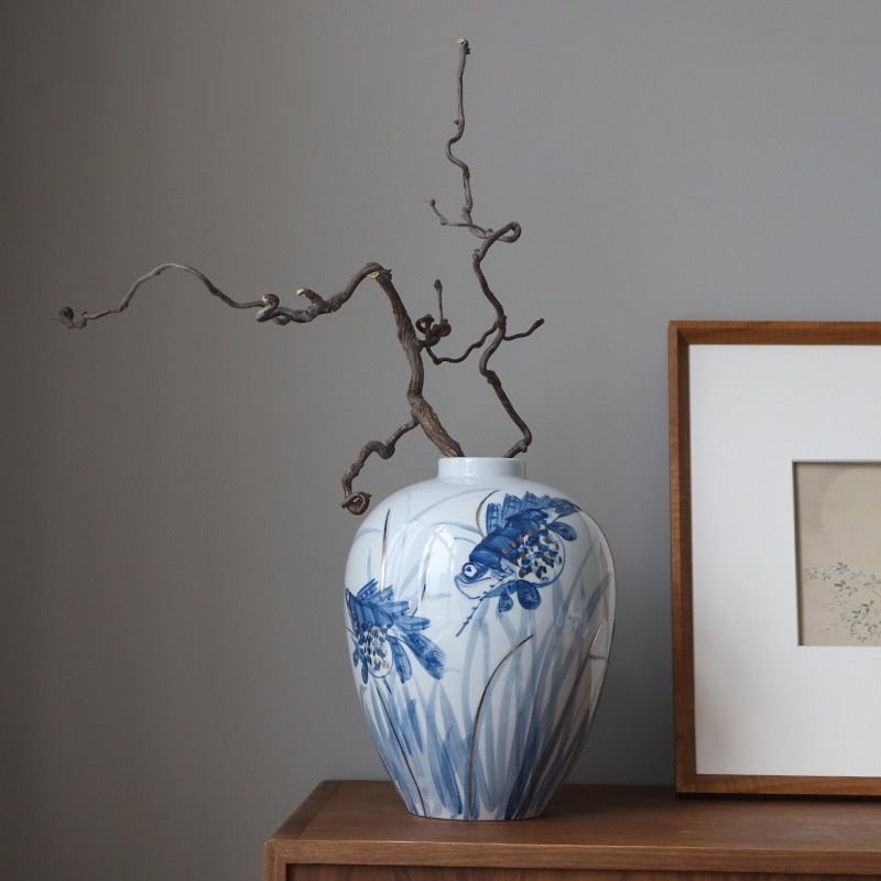 Minimalist Ceramic Vase 34x27x27cm - Hand-Painted Modern Home Decor