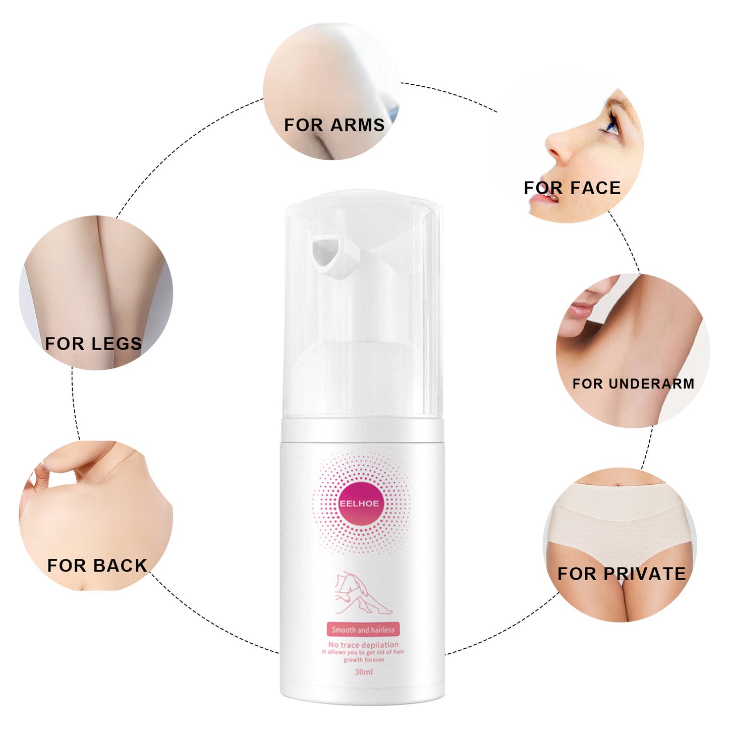 Gentle Hair Removal Spray Mousse for Face, Legs, Arms & Body