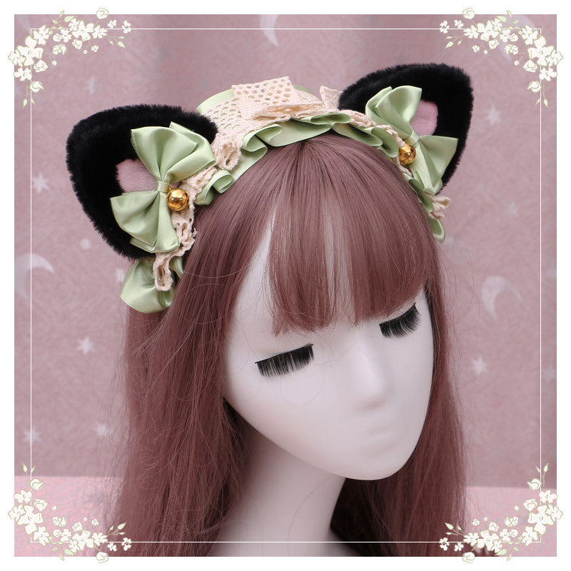 Lolita Cat Ear Headband with Lace - Hair Accessory