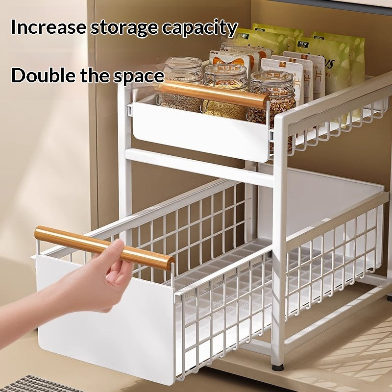 Installation-Free Kitchen Square-Tube Dish Cabinet with Multi-Tier Drawer Storage